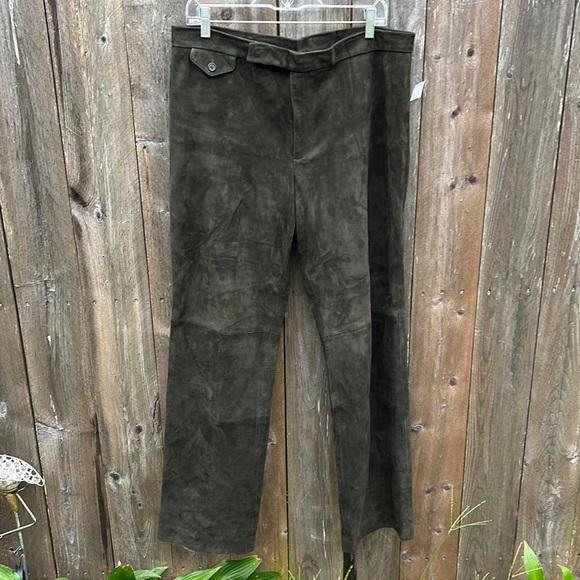 Lauren Ralph Lauren Pants - Vintage Ralph Lauren Suede 100% Leather Pants Dark green Women Size 14